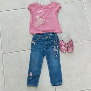 Girls 18-24m ballerina star pink jeans shirt shoes